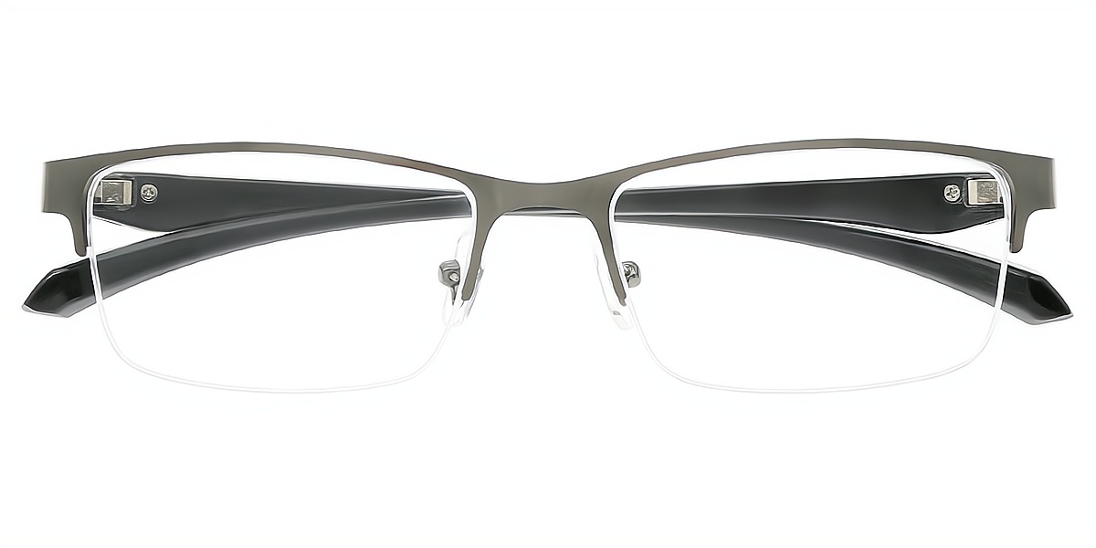 Gray Rectangle Classic Mixed Materials Eyeglasses