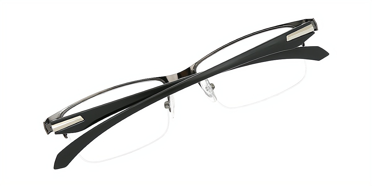 Gray Rectangle Classic Mixed Materials Eyeglasses