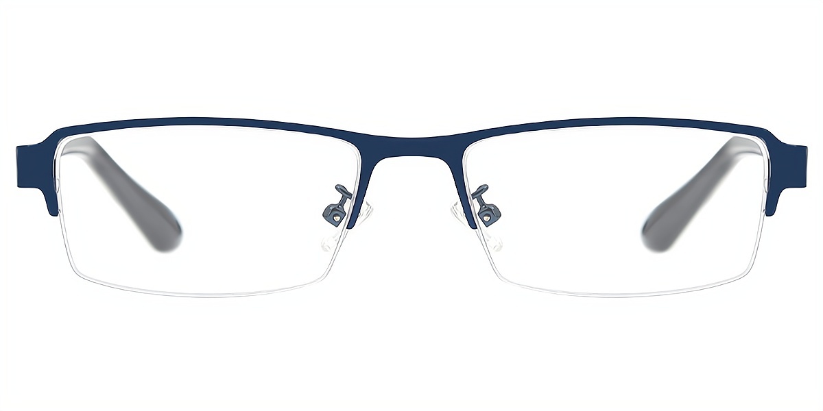 Blue Rectangle Classic Metal Eyeglasses