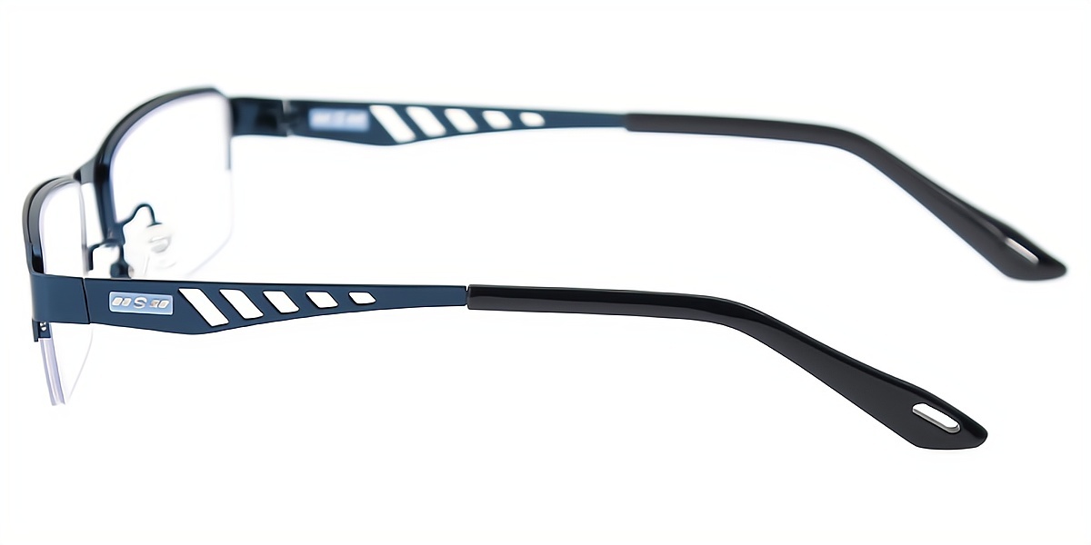 Blue Rectangle Classic Metal Eyeglasses