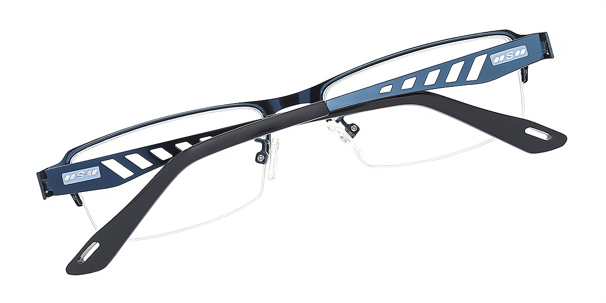 Blue Rectangle Classic Metal Eyeglasses