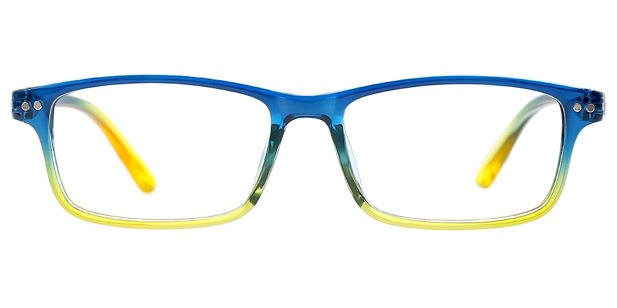 Blue Rectangle Elegant Horn Plastic Eyeglasses