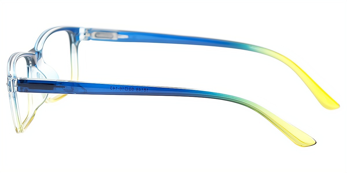 Blue Rectangle Elegant Horn Plastic Eyeglasses