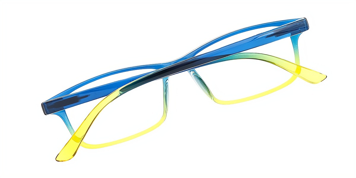 Blue Rectangle Elegant Horn Plastic Eyeglasses