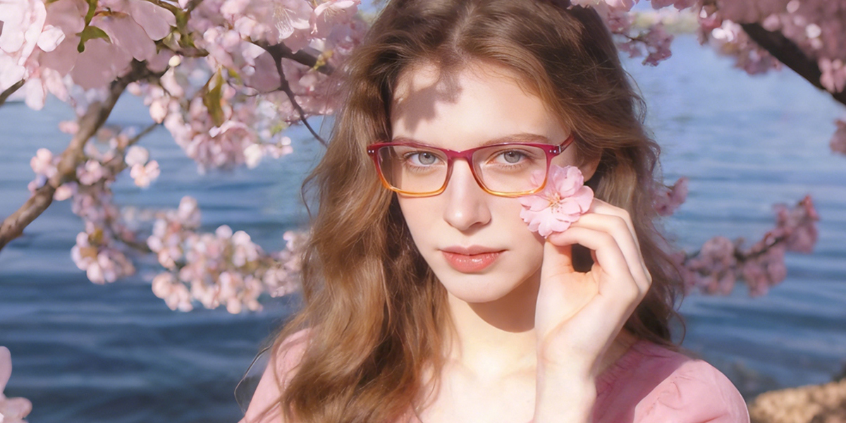 Purple Rectangle Elegant Horn Plastic Eyeglasses