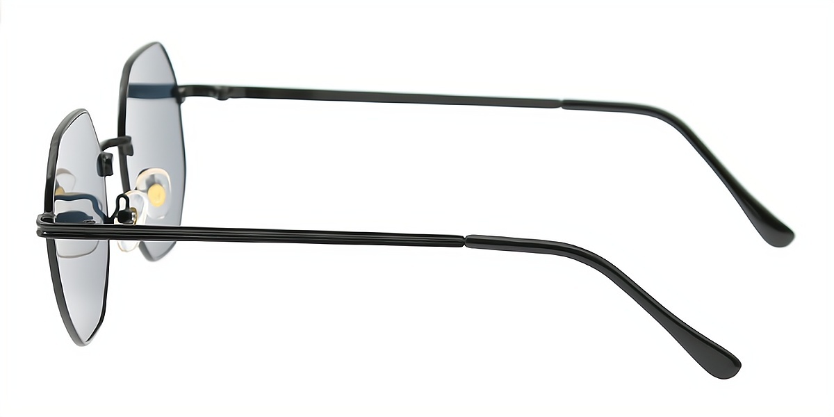 Black Geometric Classic Metal Eyeglasses