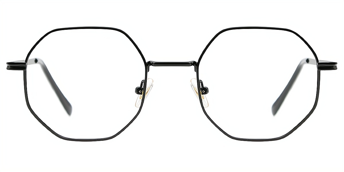 Black Geometric Classic Metal Eyeglasses