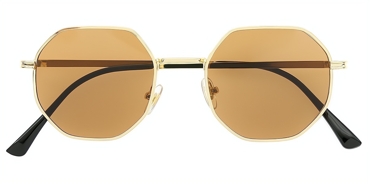 Golden Geometric Classic Metal Eyeglasses