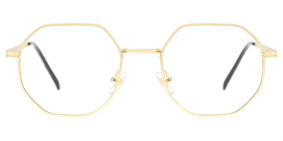 Golden Geometric Classic Metal Eyeglasses