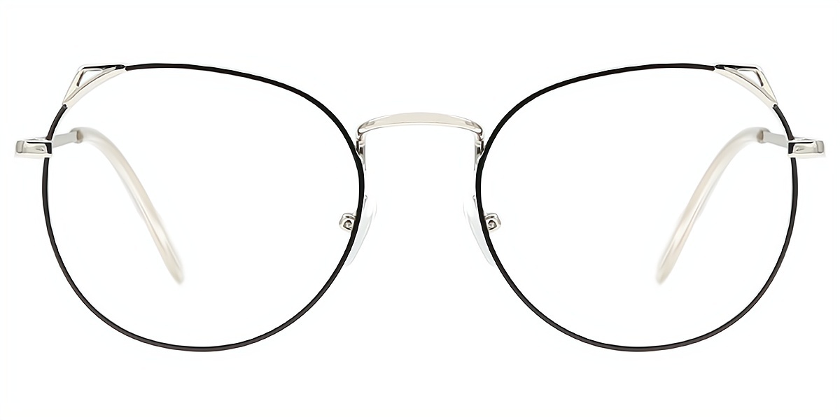 Black Oval Simple Metal Eyeglasses