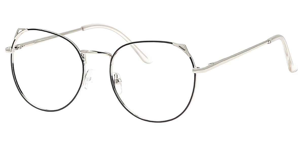 Black Oval Simple Metal Eyeglasses