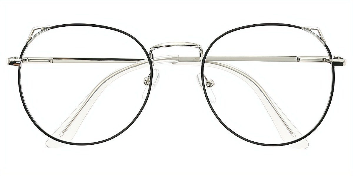 Black Oval Simple Metal Eyeglasses