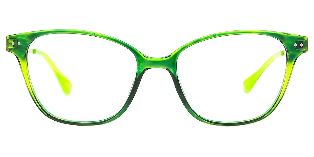 Green Cat Eye Elaborate Mixed Materials Eyeglasses