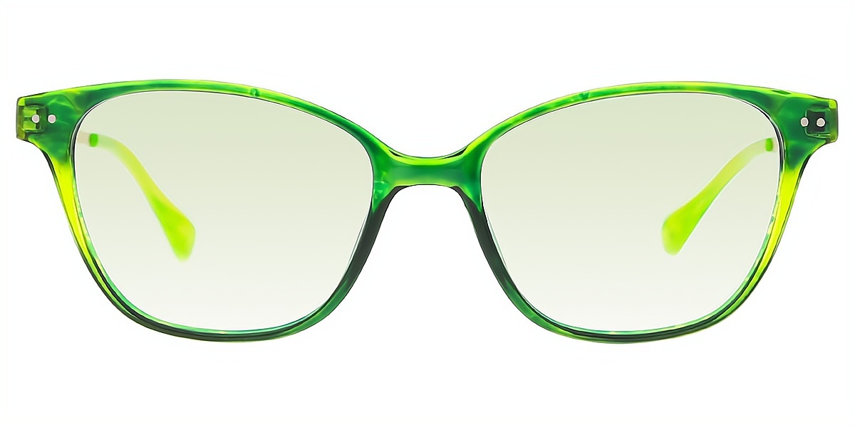 Green Cat Eye Elaborate Mixed Materials Eyeglasses