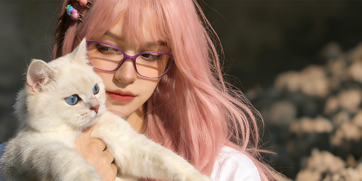 Purple Cat Eye Elaborate Mixed Materials Eyeglasses
