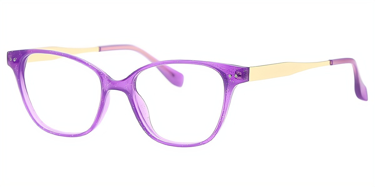 Purple Cat Eye Elaborate Mixed Materials Eyeglasses