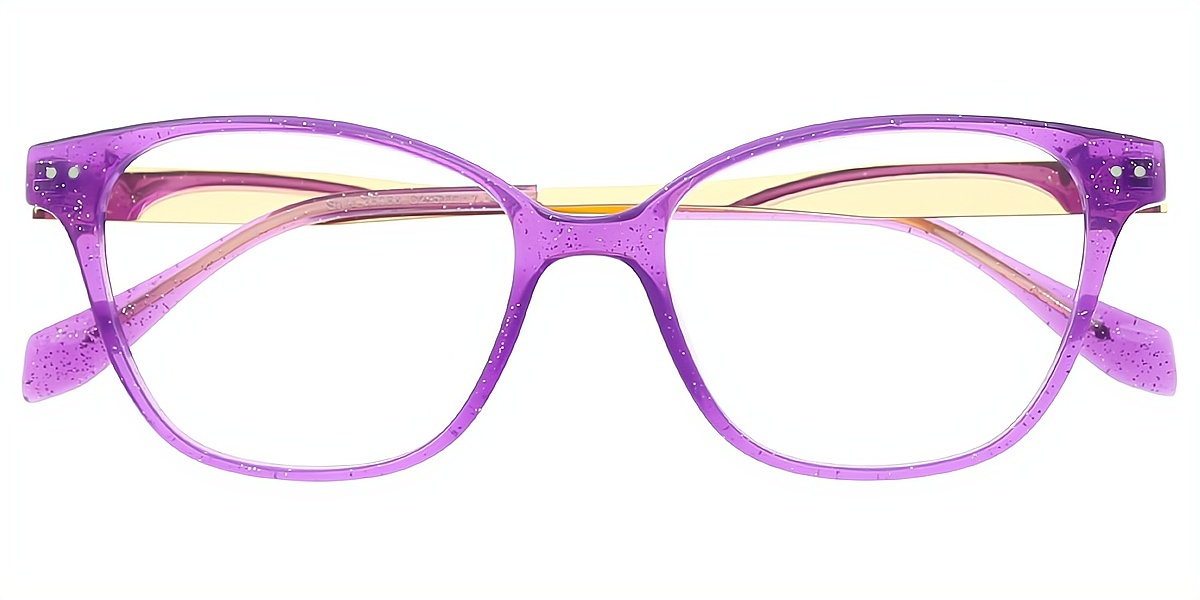 Purple Cat Eye Elaborate Mixed Materials Eyeglasses