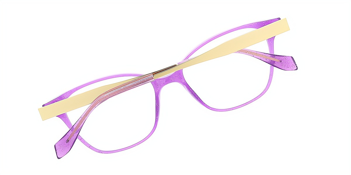 Purple Cat Eye Elaborate Mixed Materials Eyeglasses