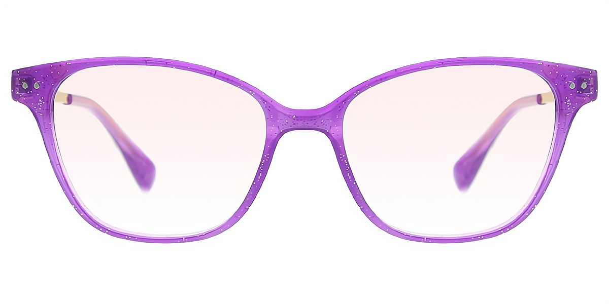 Purple Cat Eye Elaborate Mixed Materials Eyeglasses