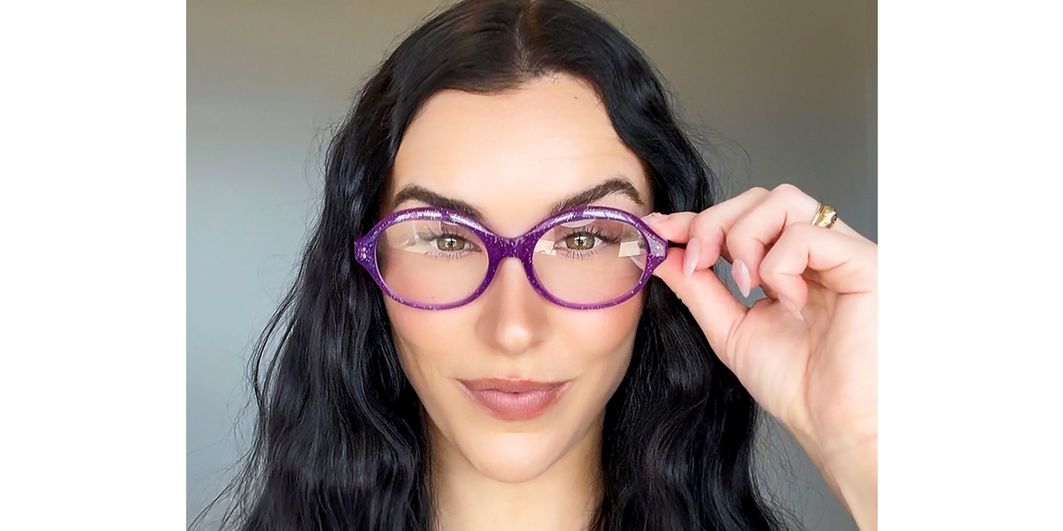 Purple Oval Hipster Mixed Materials Eyeglasses