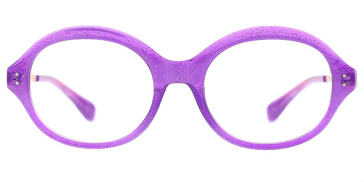 Purple Oval Hipster Mixed Materials Eyeglasses