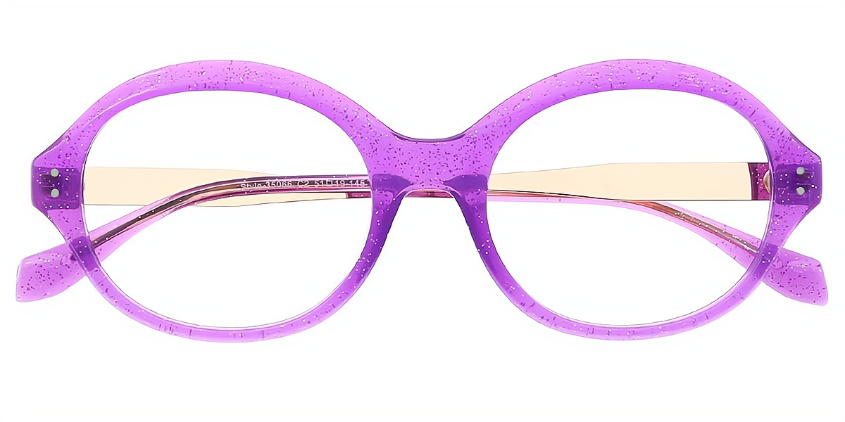 Purple Oval Hipster Mixed Materials Eyeglasses