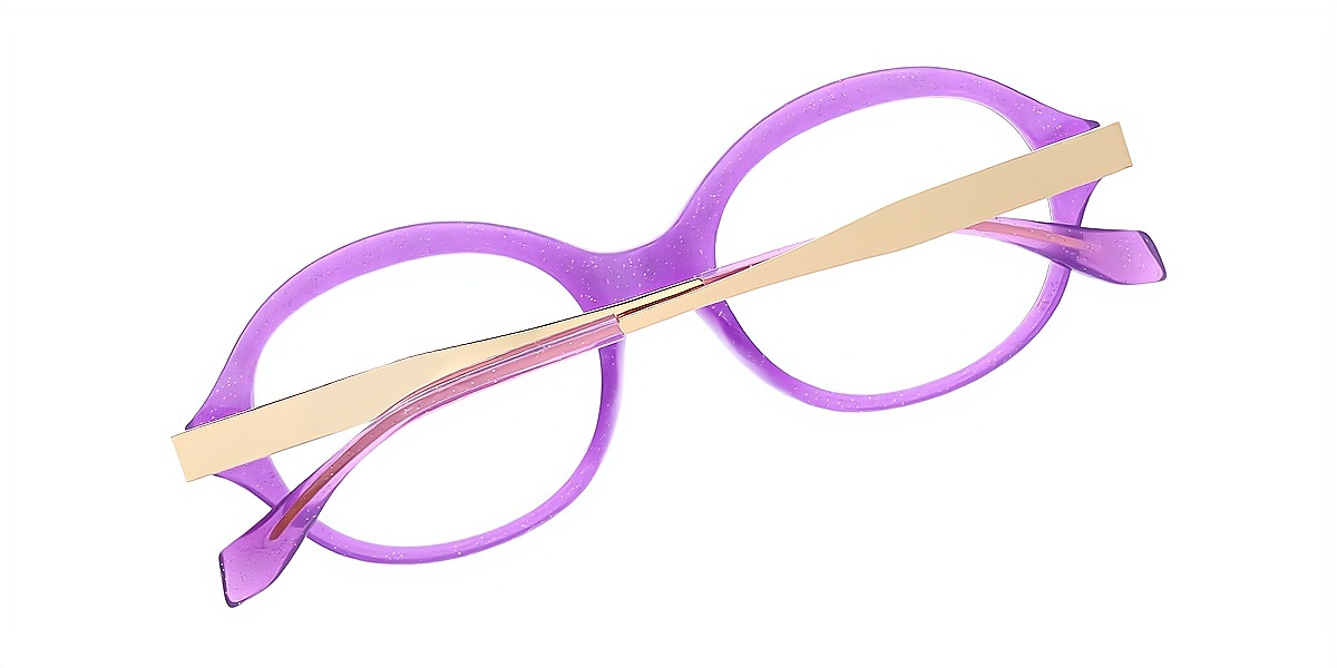 Purple Oval Hipster Mixed Materials Eyeglasses