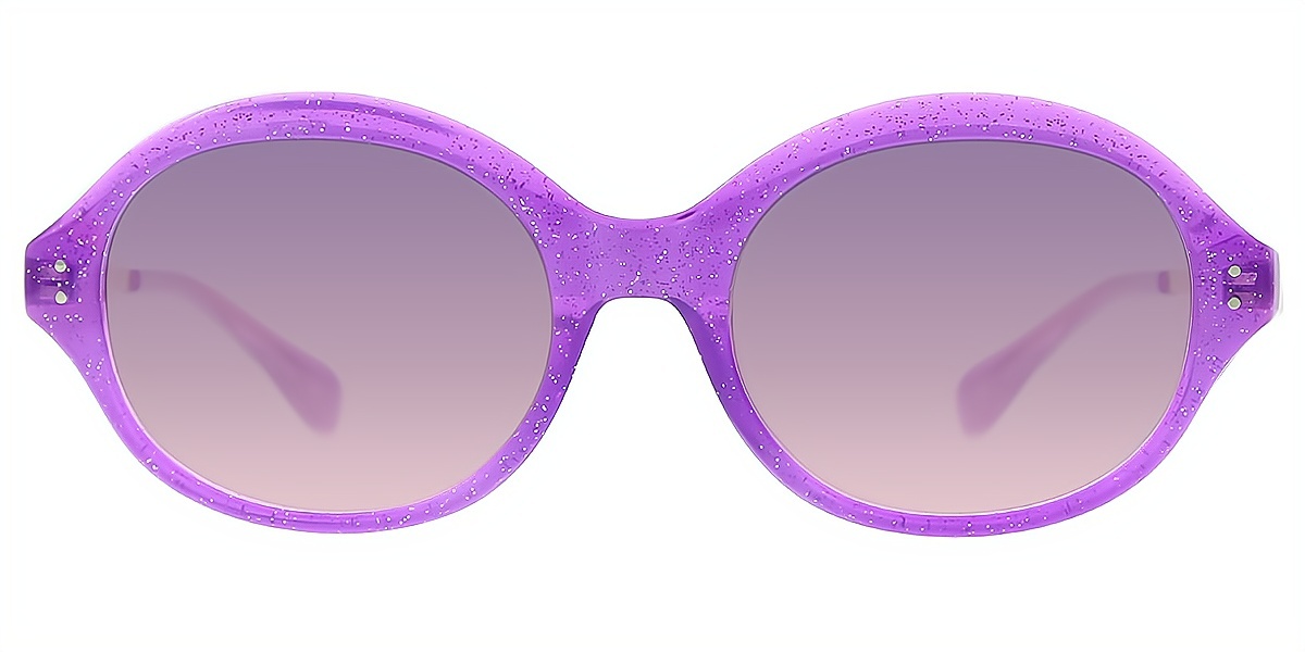 Purple Oval Hipster Mixed Materials Eyeglasses