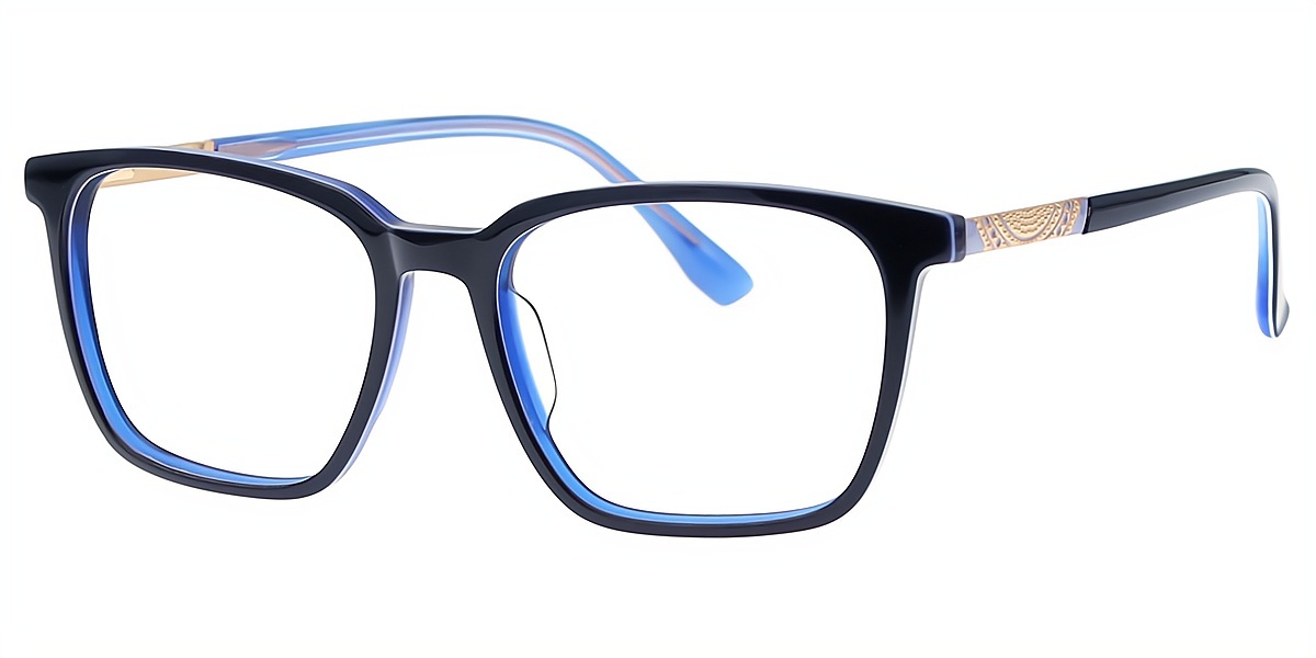 Blue Rectangle Simple Acetate Eyeglasses