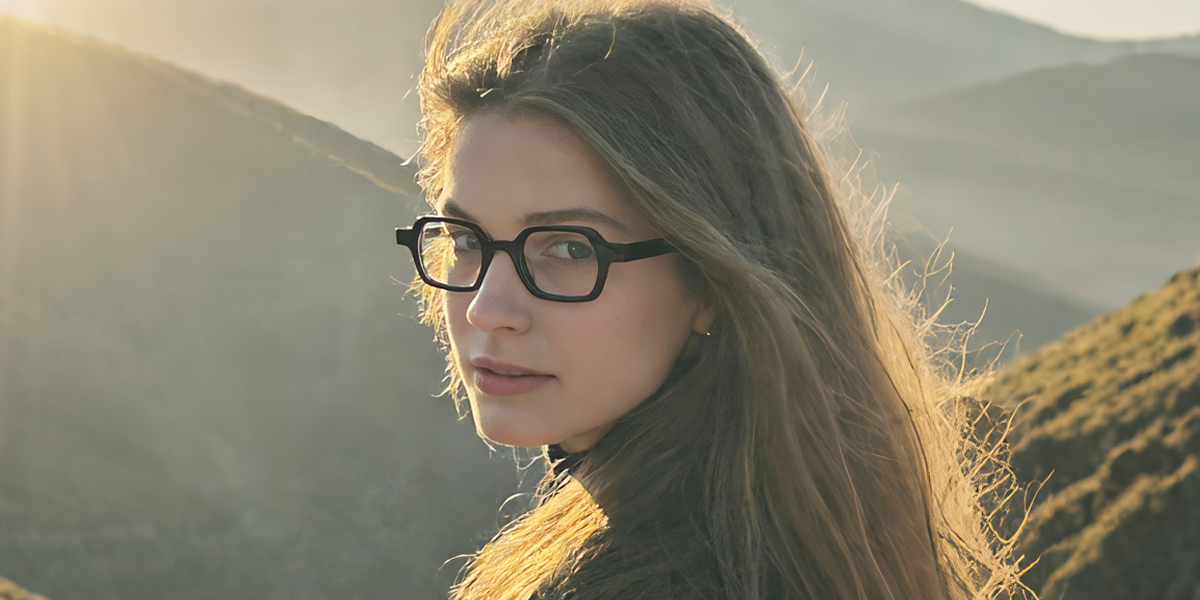 Black Rectangle Retro Acetate Eyeglasses