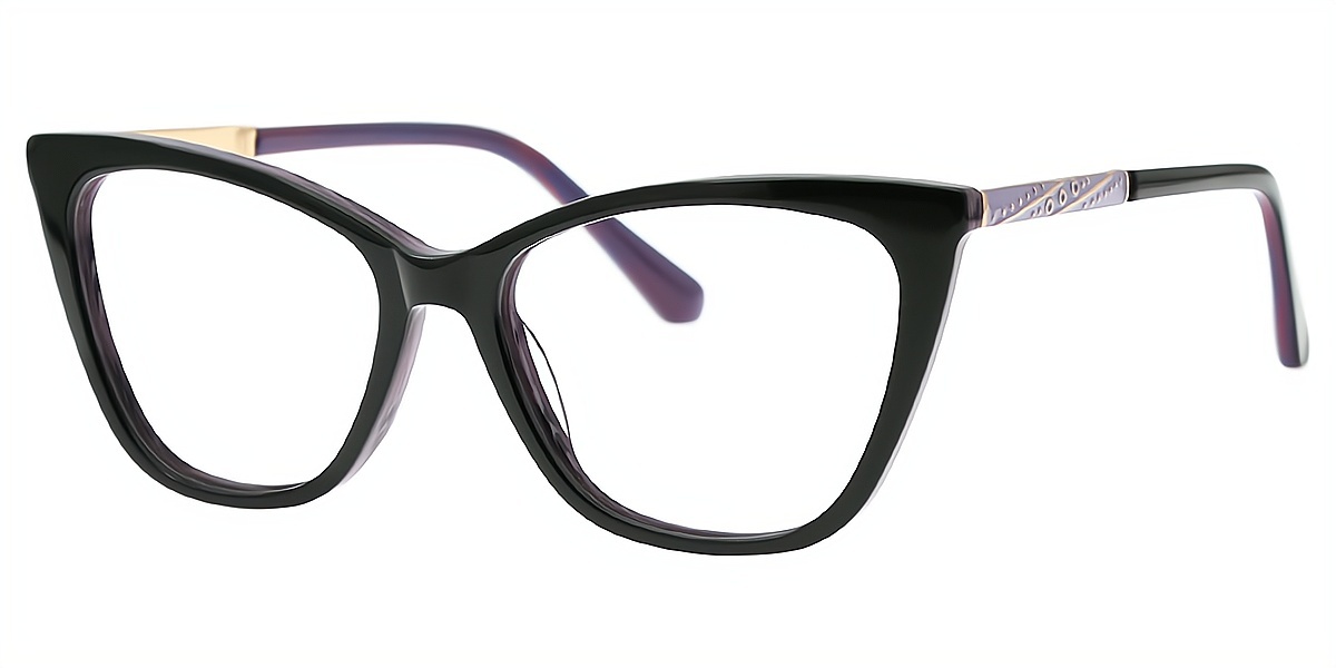 Black Purple Cat Eye Classic Acetate Eyeglasses