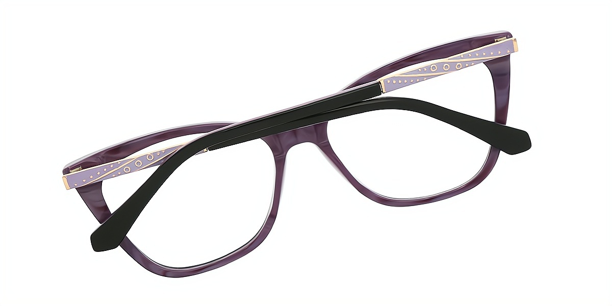 Black Purple Cat Eye Classic Acetate Eyeglasses