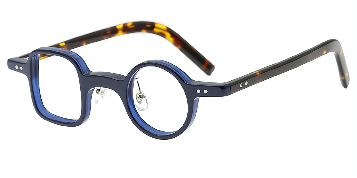 Blue Geometric Chic Acetate Eyeglasses