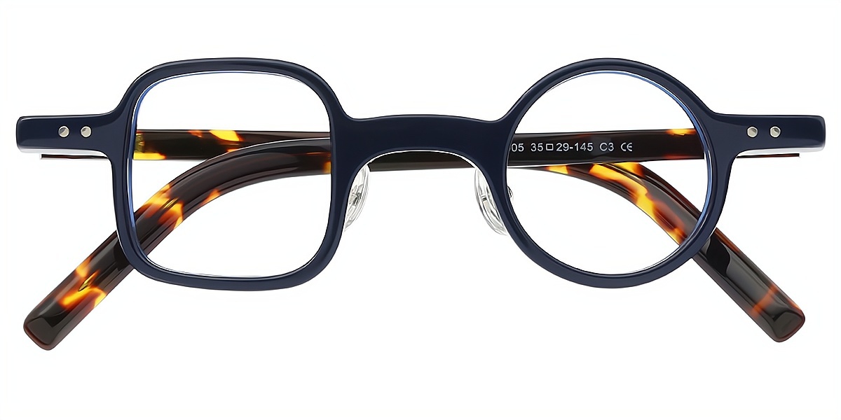 Blue Geometric Chic Acetate Eyeglasses