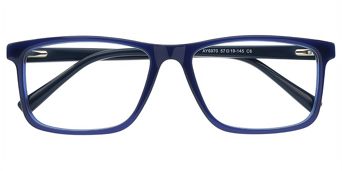 Blue Rectangle Classic Acetate Eyeglasses