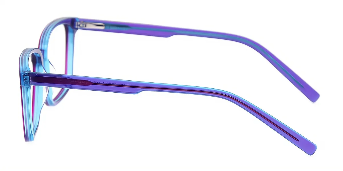 Blue Rectangle Classic Acetate Eyeglasses