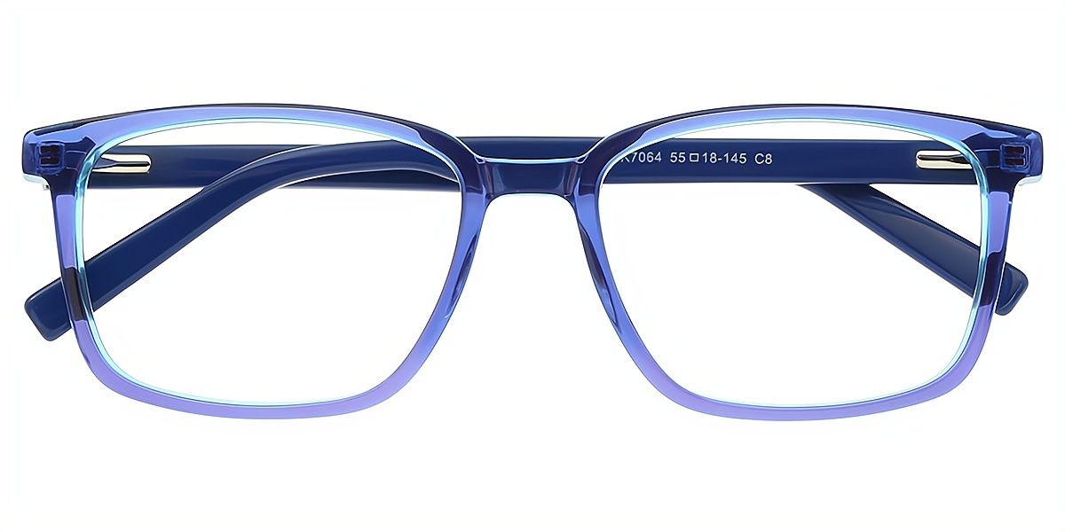 Blue Rectangle Classic Acetate Eyeglasses