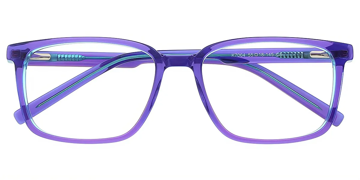 Blue Rectangle Classic Acetate Eyeglasses