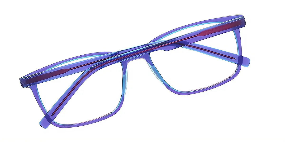 Blue Rectangle Classic Acetate Eyeglasses