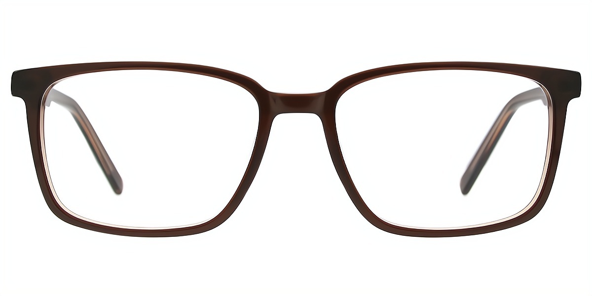 Brown Rectangle Classic Acetate Eyeglasses