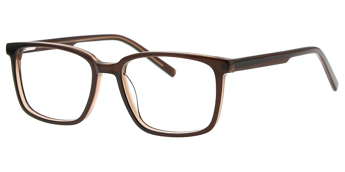 Brown Rectangle Classic Acetate Eyeglasses