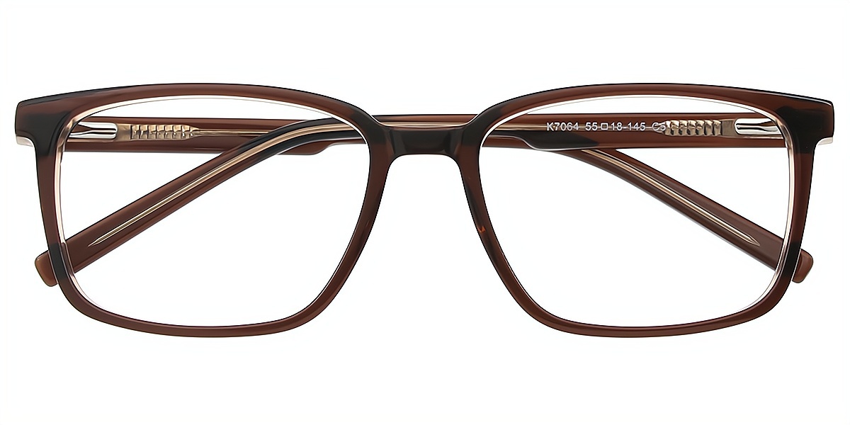 Brown Rectangle Classic Acetate Eyeglasses