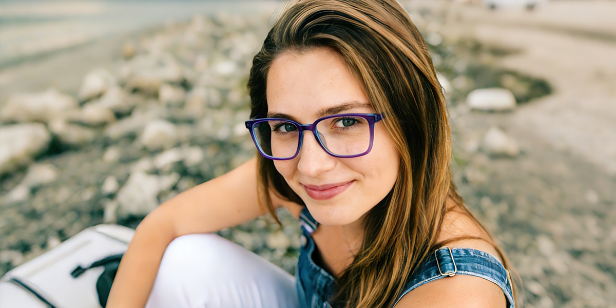 Blue Rectangle Classic Acetate Eyeglasses