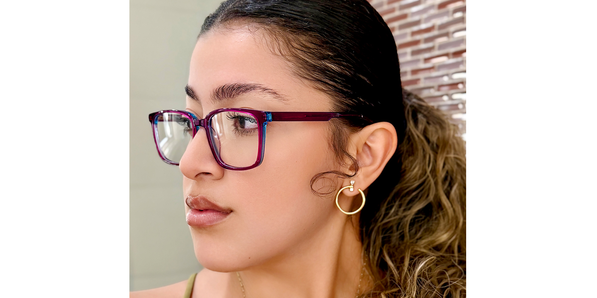 Purple Rectangle Classic Acetate Eyeglasses
