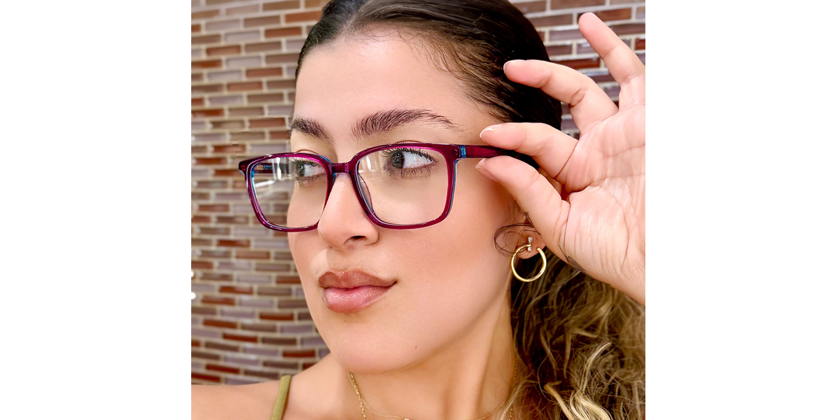 Purple Rectangle Classic Acetate Eyeglasses