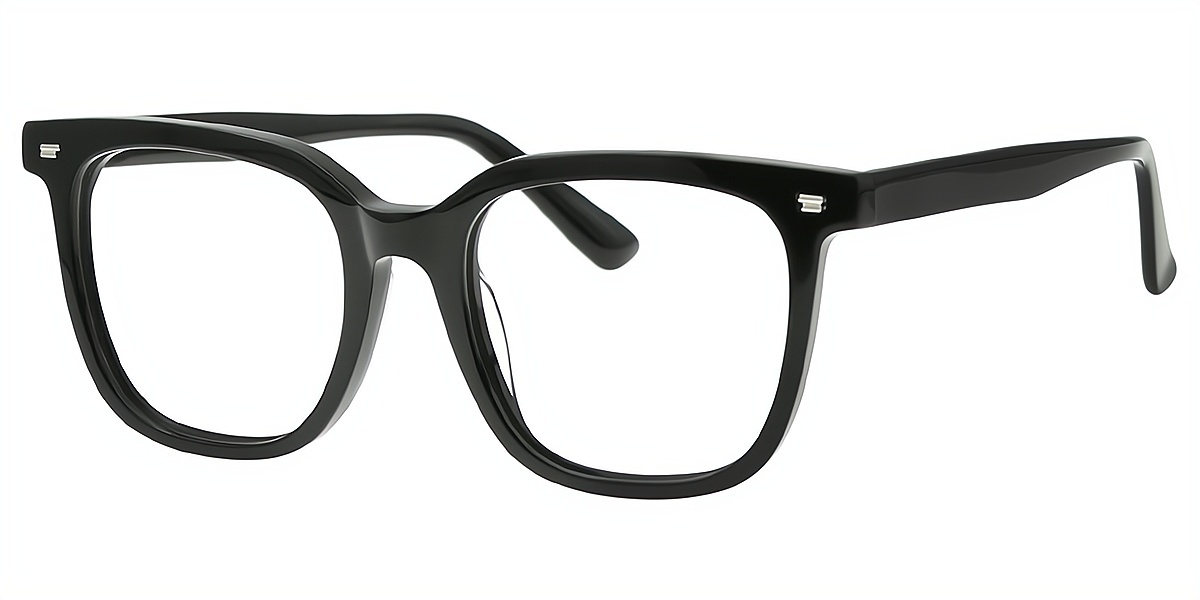 Black Oval Oversized Acetate Eyeglasses