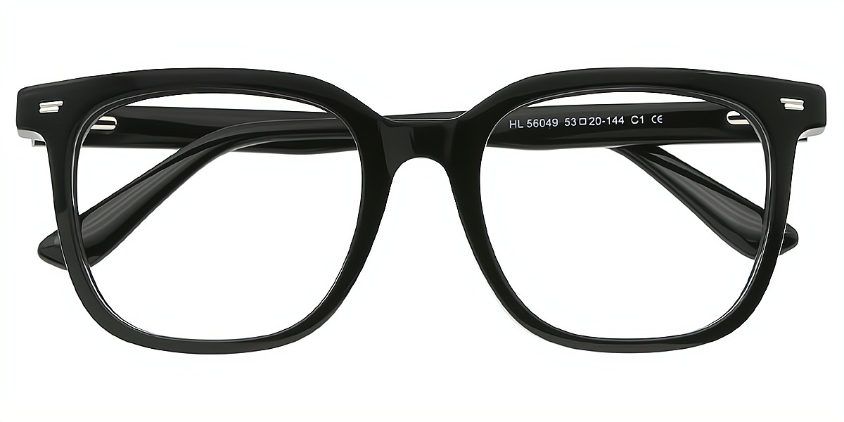 Black Oval Oversized Acetate Eyeglasses