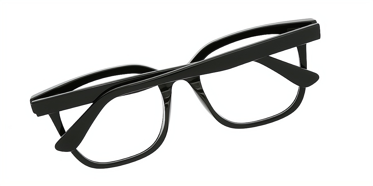 Black Oval Oversized Acetate Eyeglasses