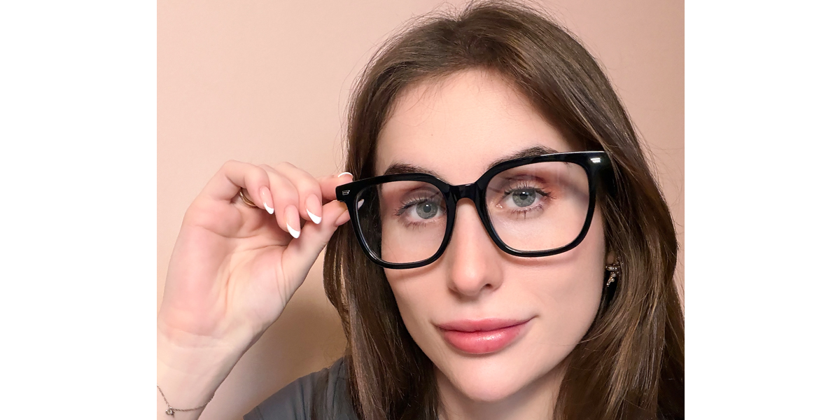 Black Oval Oversized Acetate Eyeglasses