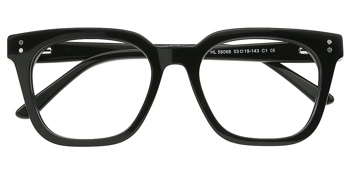 Black Square Classic Wide Acetate Eyeglasses